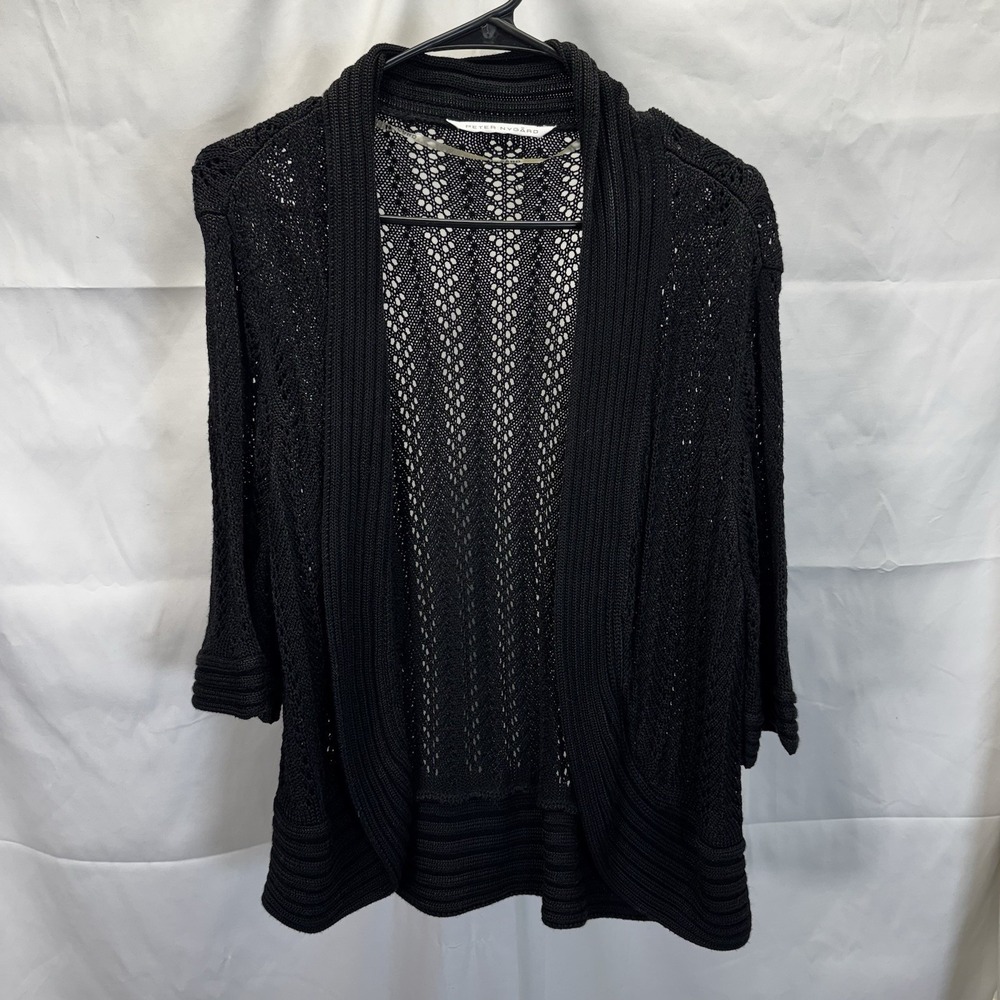 Peter‎ Nygard Women's Cardigan Sweater Black Open-Front  S/M